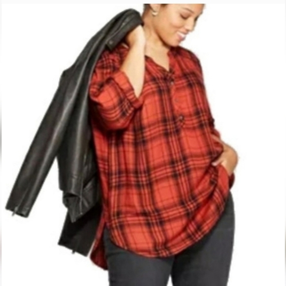 Universal Thread plaid flannel tunic - Picture 1 of 8